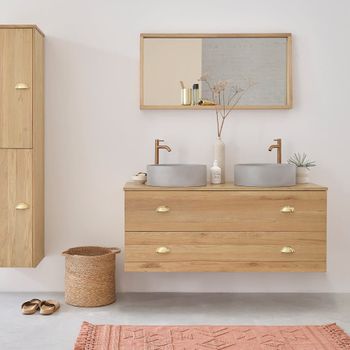 Mueble bajo lavabo de roble, 120 cm