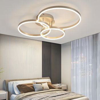 Lámpara De Techo Led De Diseño Moderno - Ø82 Cm - Regulable - Mando A Distancia - Dorado - 74w Zmh