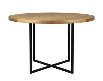 Mesa de comedor redonda de madera clara y acero negro d 120