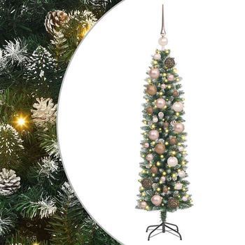 Árbol Navideño Artificial Delgado Verde Y Blanco 120 Cm Vidaxl