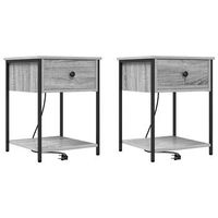 pack 2 uds mesita de noche  armario de noche  mesa de noche con cajon gris sonoma 42 x 41 x 56 cm