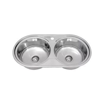 Fregadero Infiniton Reale85c2 2 Sumideros Satinado Acero Inoxidable Ø36x14 Cm