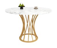 mesa redonda 80x80 cm - mesa de comedor mdf patas doradas para 4-6 personas