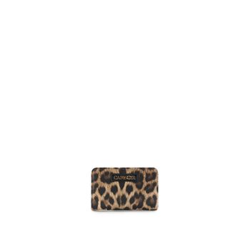 cartera mediana con cremallera estampado leopardo y lettering leopard