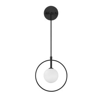 Lámpara De Pared Geometri-11125 Blanco Negro Metal Vidrio 21x15x40-116 Cm