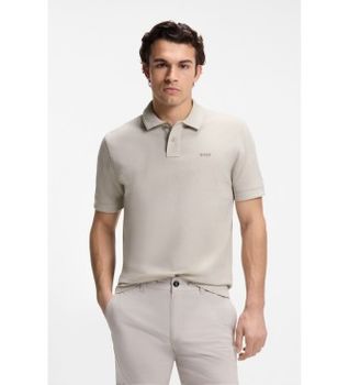 BOSS para hombre. 50507813 Polo Piqué logo gris (M), Casual, Algodón, Manga corta
