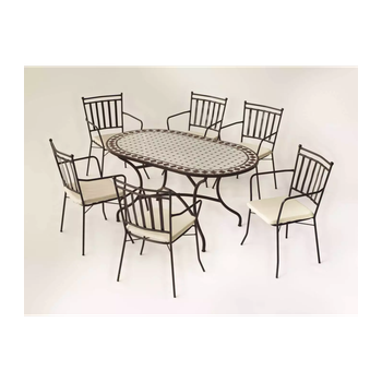Conjunto Mesa Y 4 Sillones Con Cojines Para Terraza Jardín