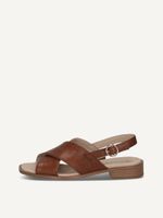 caprice heeled sandal brown made of leather with block heel size 38