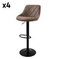 set 4 taburetes de bar piel sintetica marron altura regulable 62-82cm