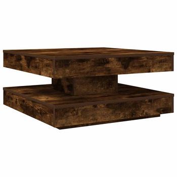 Mesa De Centro Giratoria 360 Grados Roble Ahumado 70x70x34,5 Cm Vidaxl