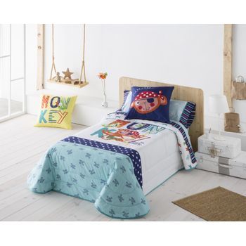 Colcha Bouti Modelo Monkey Jvr 205x270 Para Cama 105 Cm.