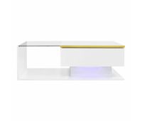 mesa de centro 100 cm - con cristal y efecto led - blanco