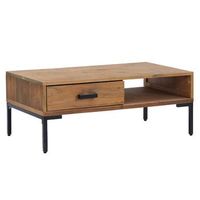 mesa de centro 50x90x35 cm madera maciza de pino madera trabajada - marron
