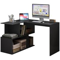 escritorio de oficina mesa de trabajo para pc escritorio para ordenador con estantes 120x100x77cm negro