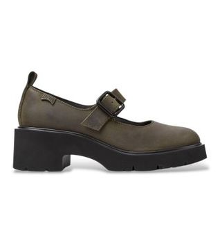 Camper para mujer. K201681-010 Mocasines de piel Milah verde (36), 5 a 8cm, Hebilla, Casual