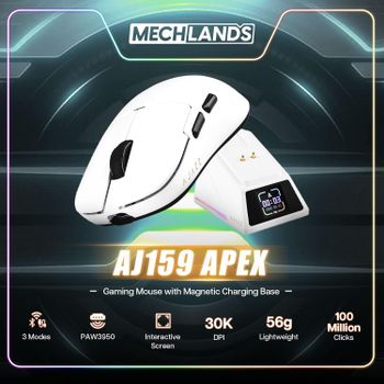 Ratón para juegos AJAZZ 8K Ultra HD AJ159APEX con base de carga magnética, tecnología inalámbrica PAW3950, tres operaciones