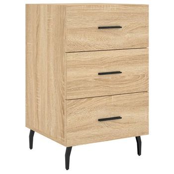Mesita De Noche 40x40x66 Cm Madera Trabajada, Hierro Y Aluminio - Marrón