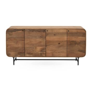 Aparador con contornos curvos de madera maciza de mango con 4 puertas