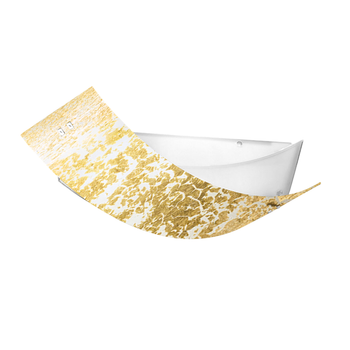 Camilla - Plafón Oro 2xe27 Max 2x70w Ip20 - Aplique Moderno Con Difusor De Cristal Plateado Y Marco Blanco 63,5x39cm