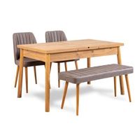 set mesa comedor extensible y sillas 4 piezas santiago pino atlantico gris