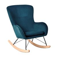 silla mecedora de terciopelo azul patas de metal balancines moderno glamour tradicional ellan