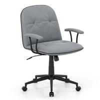 costway silla de oficina en casa ajustable con funcion balanceo reposabrazos acolchado y ruedas suaves gris