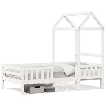 Estructura De Cama Con Techo Madera Pino Blanca 75x190 Cm Vidaxl