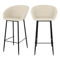 set de 2 sillas de bar efecto boucle blanco 75 cm