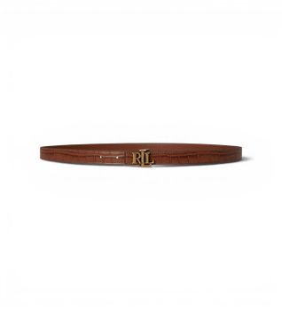 Lauren Ralph Lauren para mujer. 412P15764002 Cinturón de piel con hebilla LRL marrón claro (L), Casual