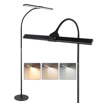 Nettlife Mesa De Luz Led Salón Dimmable Negro - Moderna, 10w Táctil, Oficina Con Temporizador, Cama Con Cuello De Cisne Ajustable