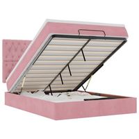 estructura cama otomana con colchones terciopelo rosa 140x190cm vidaxl