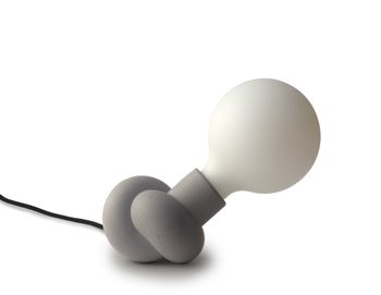 Lámpara de hormigón y madera cable negro bombilla led porcelana