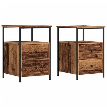 Mesitas De Noche 2 Uds Madera Envejecida 34x35,5x50 Cm Vidaxl