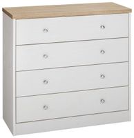 comoda con 4 cajones en efecto roble blanco