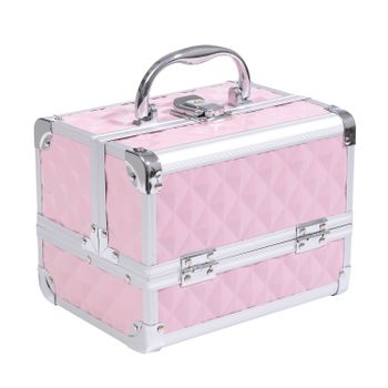 HOMCOM Maletín de Maquillaje Organizador Cosméticos Profesional Caja de Belleza Portátil Con Cerradura Varios Compartimientos   Aosom España