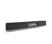 mueble tv television muebles de salon almacenaje 368x35x45cm chimenea electrica xxl colgado suspendido estilo moderno negro