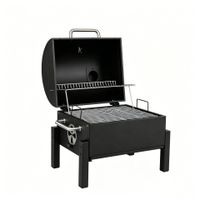 costway barbacoa cerrada de carbon portatil con termometro y parrilla regulable para camping y terraza 62 x 50 x 585 cm negro