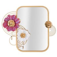 espejo de pared con flores de metal multicolor 75x95x641 cm