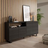 aparador efecto madera negro 200x35x87cm con patas
