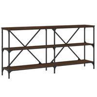 mesa consola hierro madera ingenieria roble marron 160x30x75 cm vidaxl