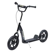 homcom patinete para ninos de 5-12 anos scooter de 2 ruedas grandes de 12 pulgadas con freno y manillar ajustable carga max 50 kg   aosom espana