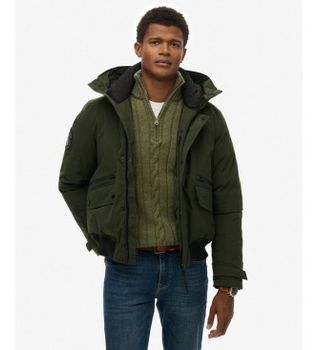 Superdry para hombre. M5011908A Chaqueta City Padded Bomber verde (M), Casual, Sintético