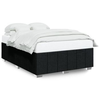 Cama De Matrimonio | Cama De Adulto | Cama Sin Colchón Tela Negro 140x200 Cm