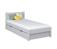 cama individual de madera con cajon n02 gris