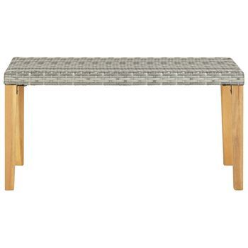 Banco De Jardín | Banco De Exterior | Silla De Jardín Ratán Sintético Y Madera De Acacia Gris 120 Cm