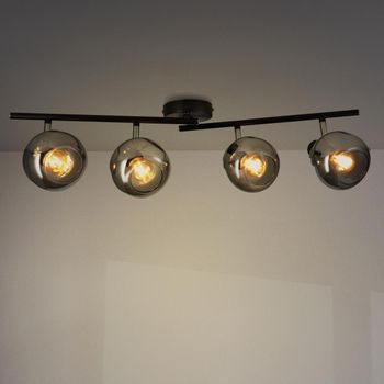 Lampara De Techo Led Leduni Ø69x20cm Serie Black Glass 4 Casquillo E14 Para Interiores