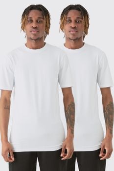 Pack De 2 Camisetas Tall Ajustadas Al Músculo, Blanco