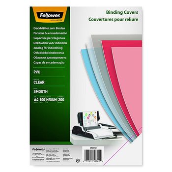 Fellowes Tapa de encuadernación de PVC | transparente | 200 micras | A4 | 100 uds