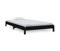 cama apilable de madera pino maciza negro 80x200 cm