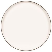 plato llano de porcelana blanca con borde negro